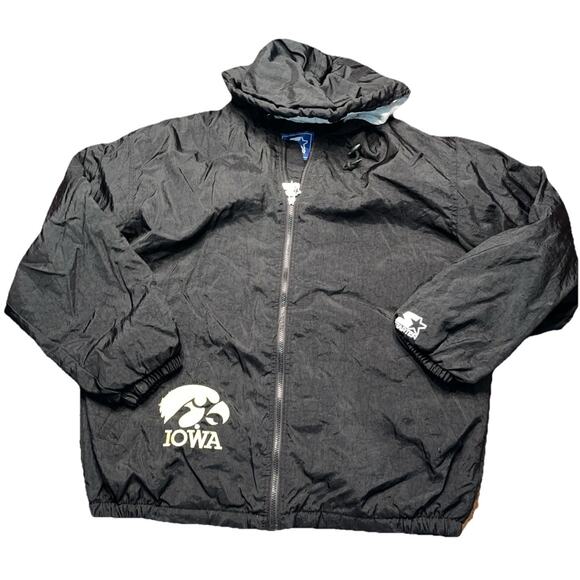 VTG NCAA IOWA HAWKEYES UNIVERSITY STARTER PUFFER JACKET FULL ZIP SIZE L - Picture 1 of 5